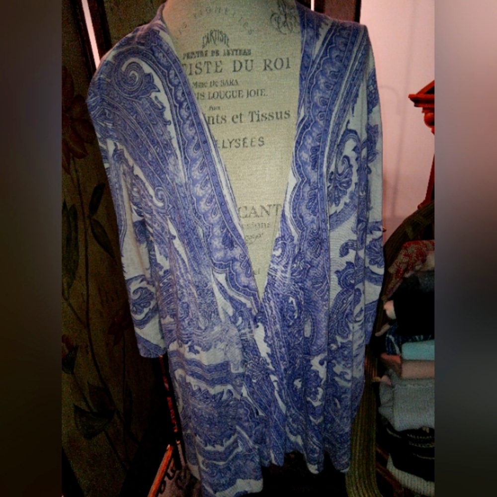 Chico's paisley long cardigan